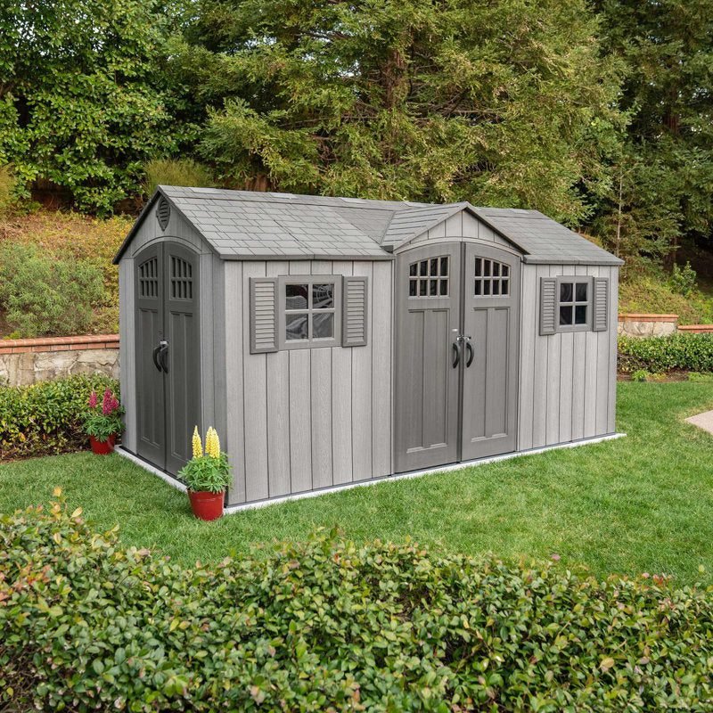 15_Ft._x_8_Ft._High-Density_Polyethylene__28Plastic_29_Steel_Reinforced_Outdoor_Storage_Shed_1-1-1.jpg 15 Ft. x 8 Ft. High-Density Polyethylene (Plastic) Steel Reinforced Outdoor Storage Shed - Image 1