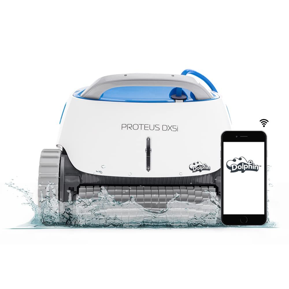 51Vylz9tgvL.jpg Dolphin Proteus DX5i Wi-Fi Robotic Pool Vacuum Cleaner Pools up to 50 FT – Waterline Scrubber Brush - Image 1