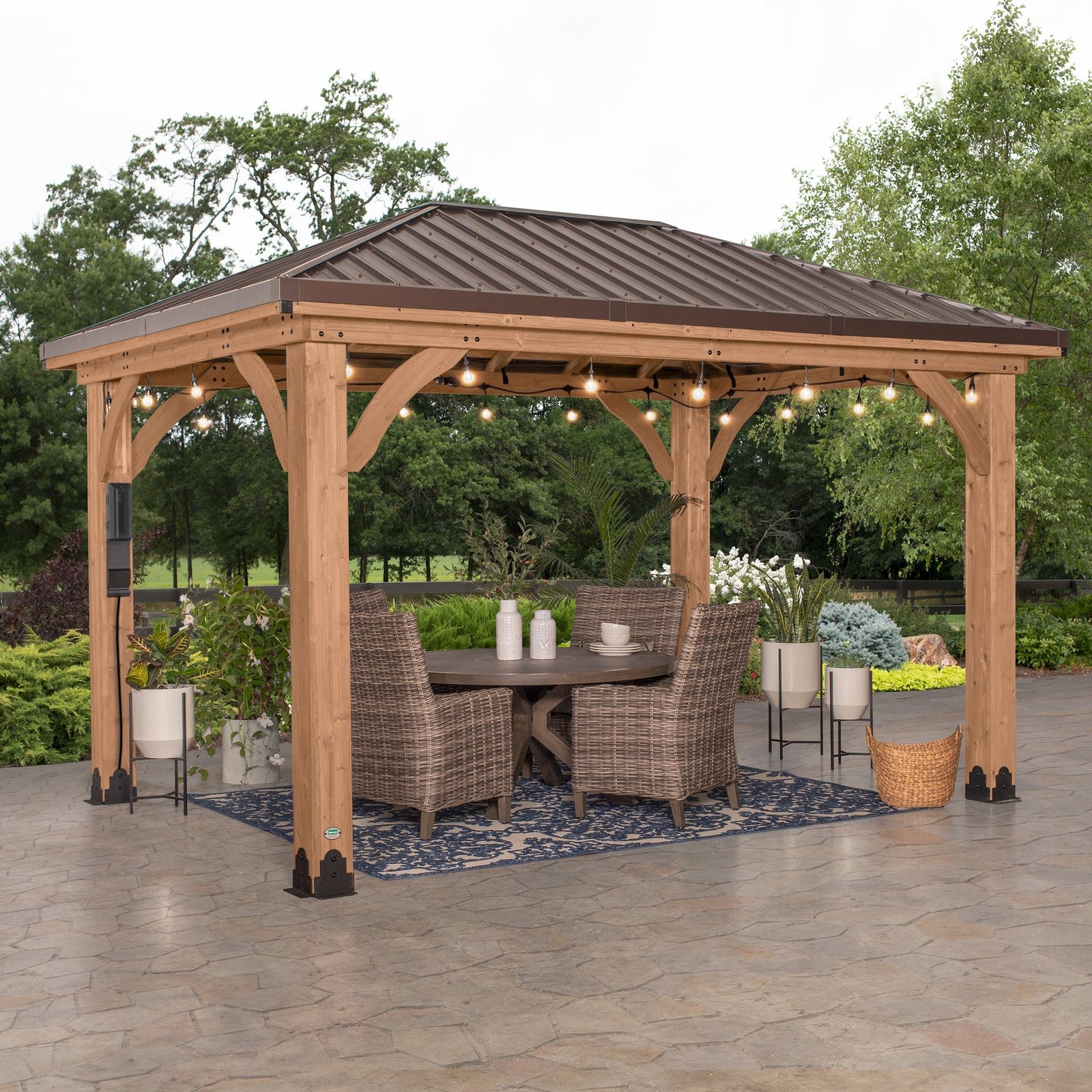 Cordova-Gazebo-Main-2kPower.jpg Cordova 14×10 Outdoor Gazebo with Steel Frame and Weather-Resistant Canopy - Image 1