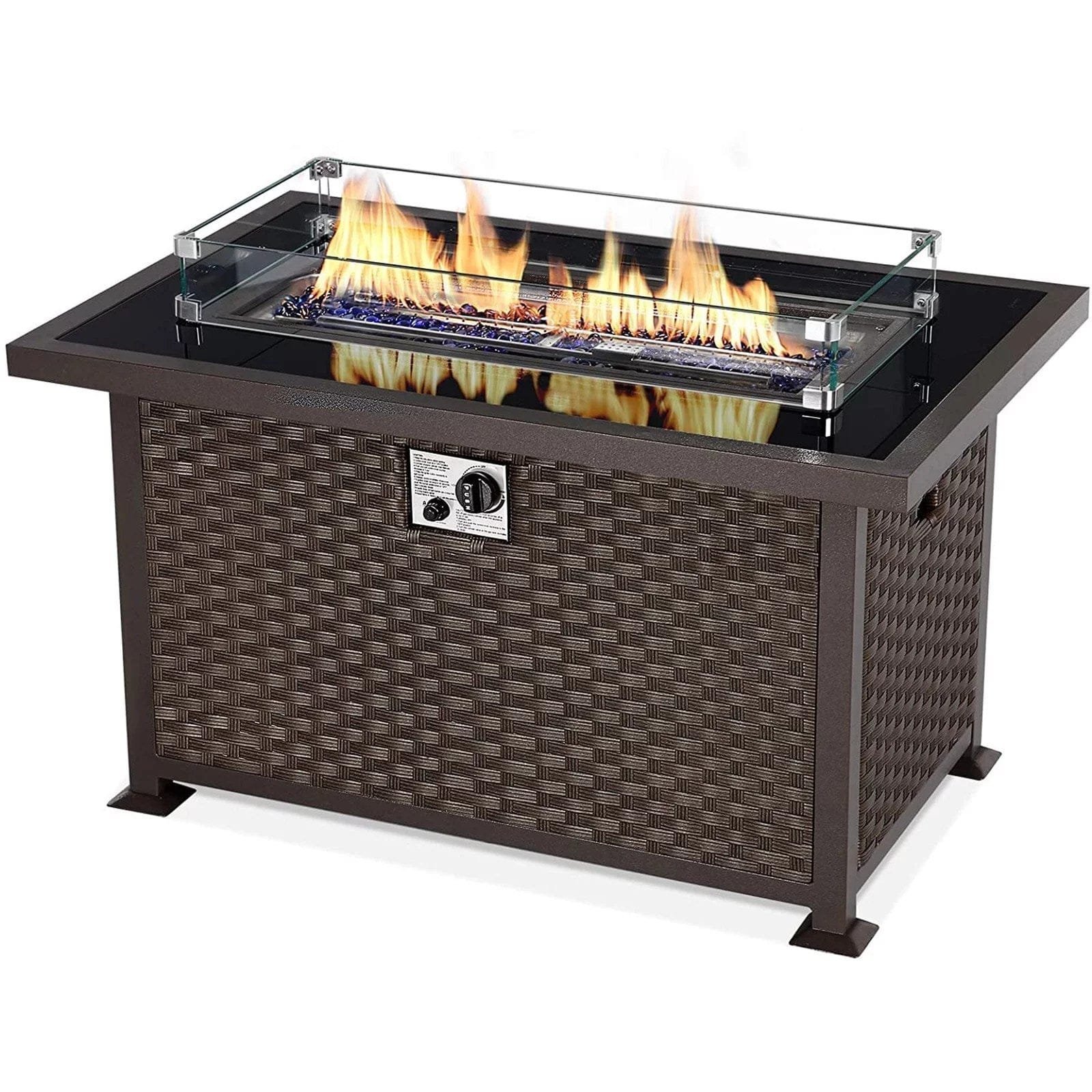 img-1225.jpg Danrelax 44in Outdoor Propane Gas Fire Pit Table, Brown, Fire Pit Table, Fireplace, fire pit - Image 1