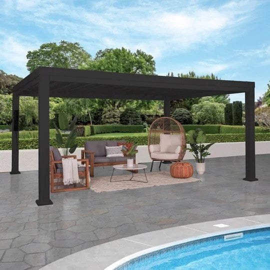 img-251.jpg 16×12 trenton modern steel pergola with sail shade soft canopy - Image 1